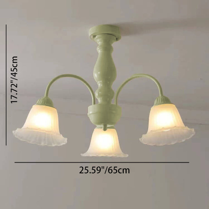 French Cream Glass Flower Shade 3/5/6/8 Light Semi-Flush Mount Deckenleuchte