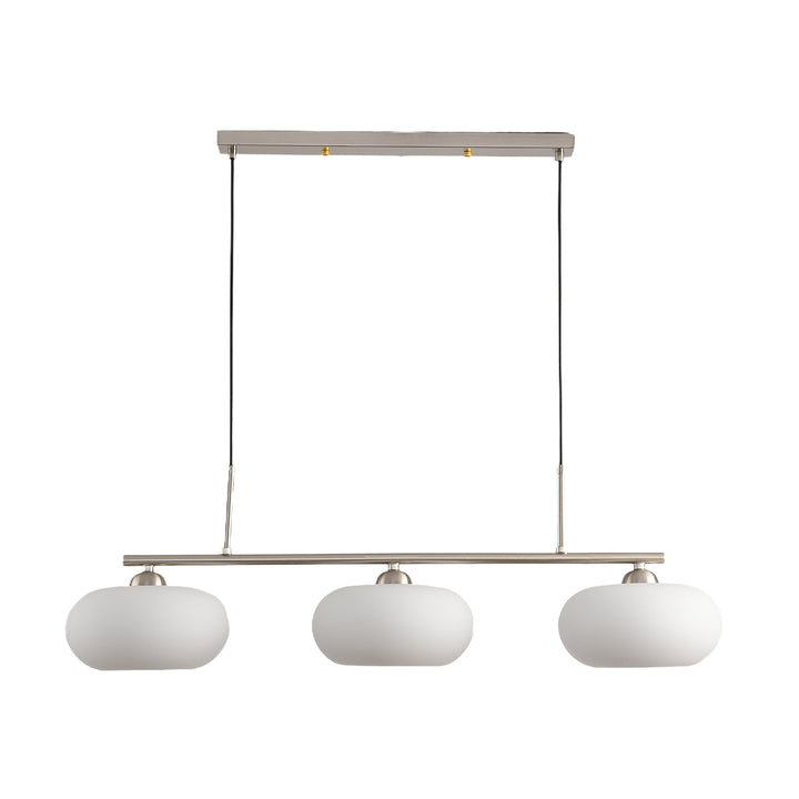 Modern Milky White Glass Persimmon LED Chandelier – Iron Frame, 3-Color Light, Art Deco Style For Living Room, Dining Room, Kitchen Island
