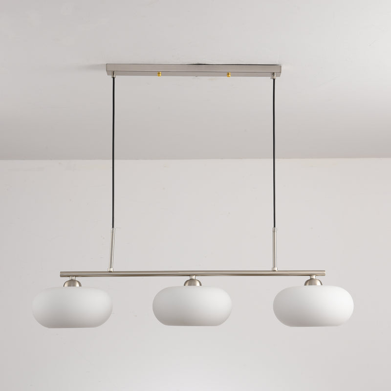 Light Luxury Persimmon Milk White Glass 3-Light Island Light Chandelier