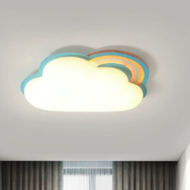 Moderne kreative LED-Deckenleuchte für Kinder mit Regenbogen-Hardware, PE-Wolken und flacher Montage 