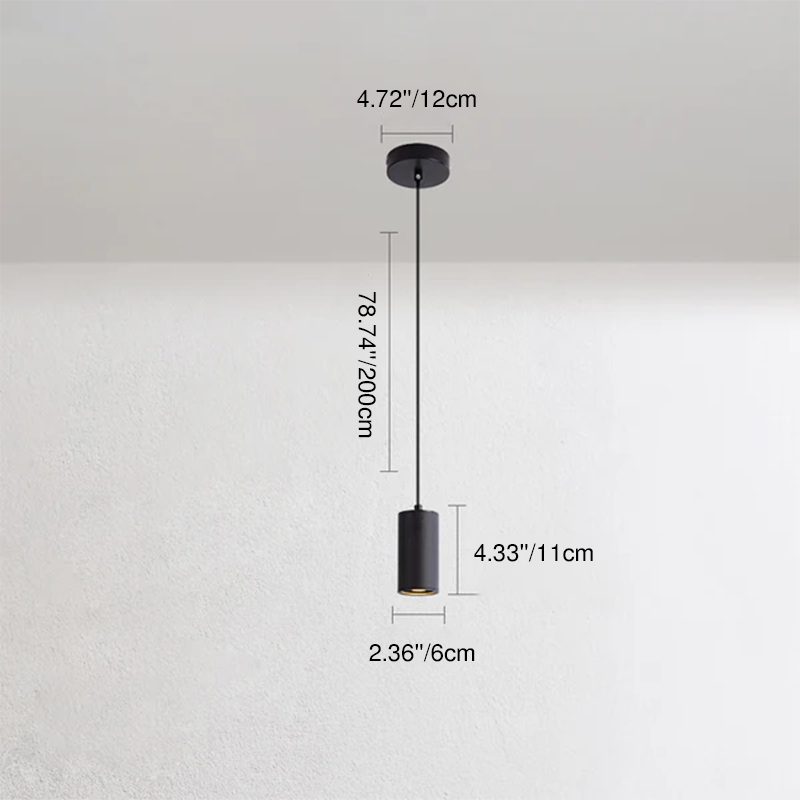 Modern Minimalist Column Iron Mini 1-Light Pendant Light For Living Room