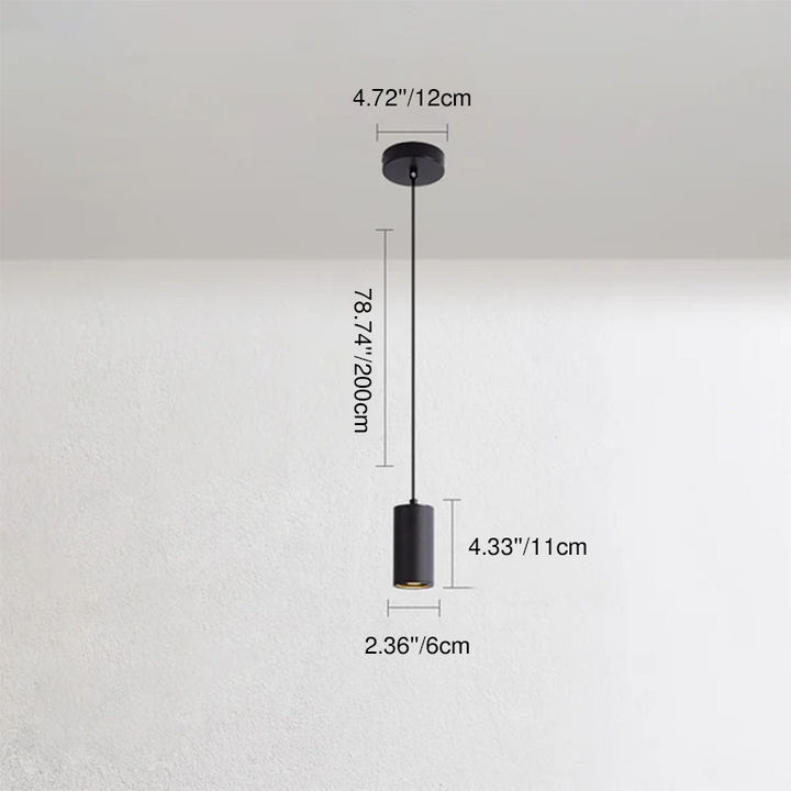 Modern Minimalist Column Iron Mini 1-Light Pendant Light For Living Room