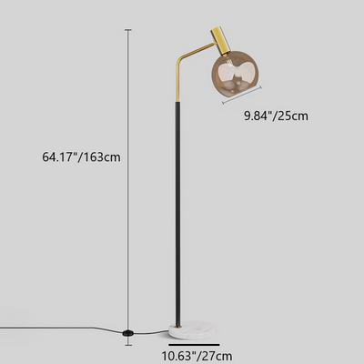 Nordic Minimalist Glass Dome Shade Marble Base 1-Light Standing Floor Lamp