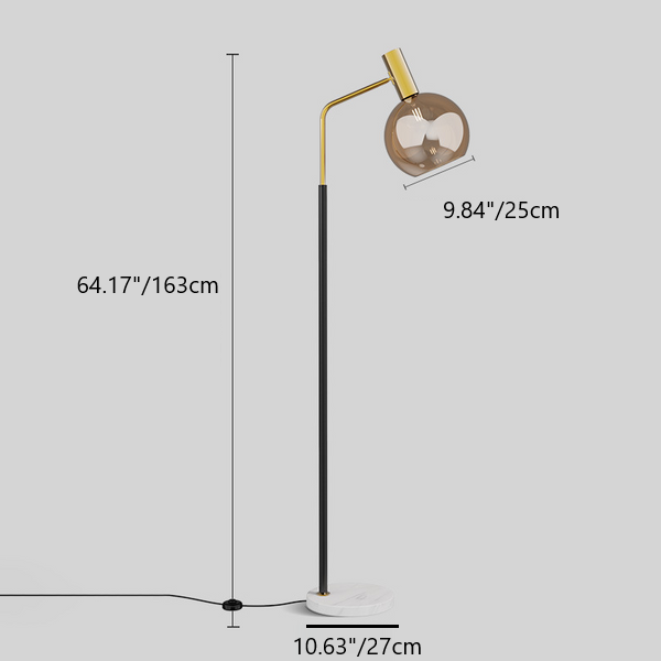 Nordic Minimalist Glass Dome Shade Marble Base 1-Light Standing Floor Lamp