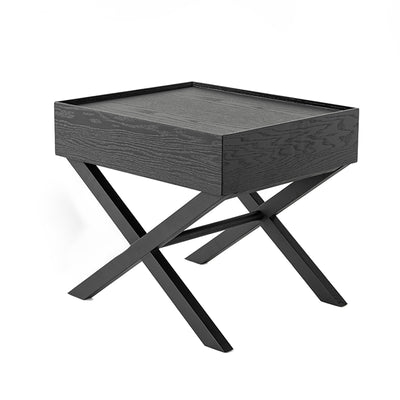 Contemporary Industrial Style Nightstand - Formaldehyde-Free MDF Smooth-Glide Large 1-Drawer Bedside Table For Bedroom