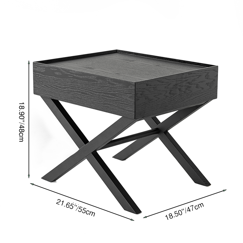 Contemporary Industrial Style Nightstand - Formaldehyde-Free MDF Smooth-Glide Large 1-Drawer Bedside Table For Bedroom