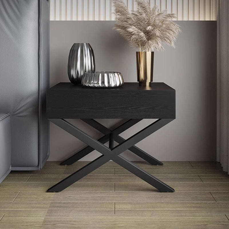 Contemporary Industrial Style Nightstand - Formaldehyde-Free MDF Smooth-Glide Large 1-Drawer Bedside Table For Bedroom