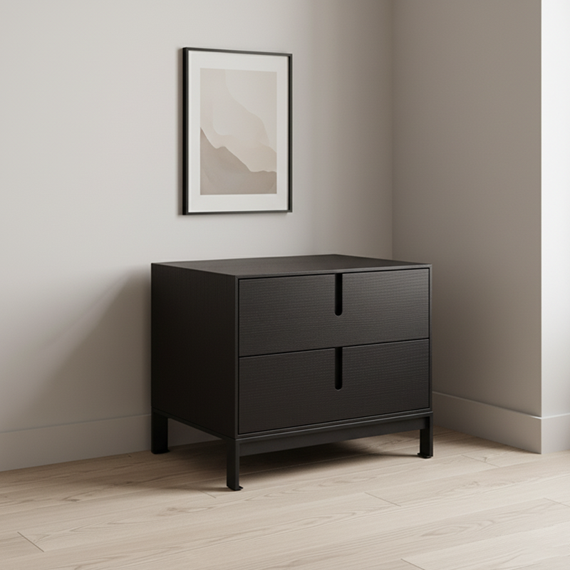 Modern Shabby Chic Nightstand - Eco-Friendly MDF & Easy-Clean Surface 2-Drawer Bedside Table For Bedroom