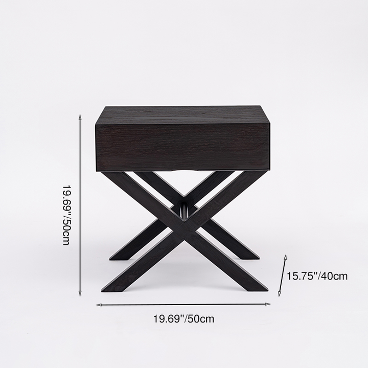 Space-Saving Shabby Chic Nightstand - Sturdy Wooden Cross Support Bedside Table 1-Drawer For Bedroom