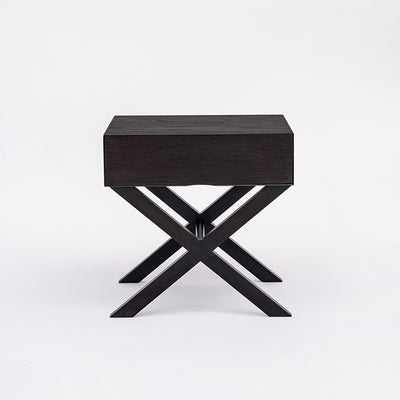 Space-Saving Shabby Chic Nightstand - Sturdy Wooden Cross Support Bedside Table 1-Drawer For Bedroom