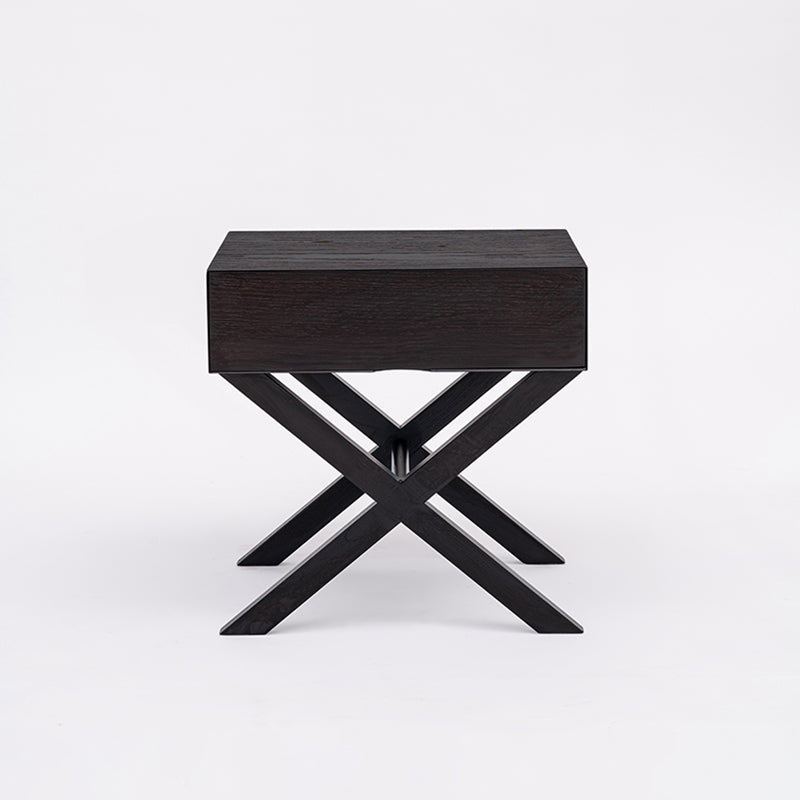 Space-Saving Shabby Chic Nightstand - Sturdy Wooden Cross Support Bedside Table 1-Drawer For Bedroom