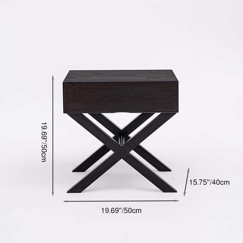 Space-Saving Shabby Chic Nightstand - Sturdy Wooden Cross Support Bedside Table 1-Drawer For Bedroom