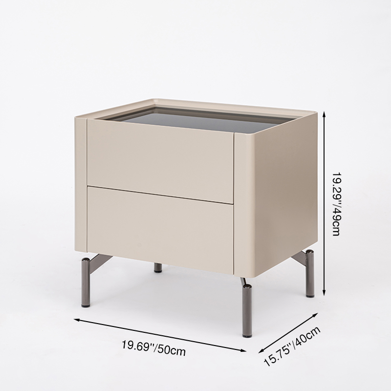 Eco-Conscious Minimalist Nightstand - Rust-Resistant Stainless Steel Base &amp; Smooth 2-Drawer Bedside Table For Bedroom &amp; Living Room