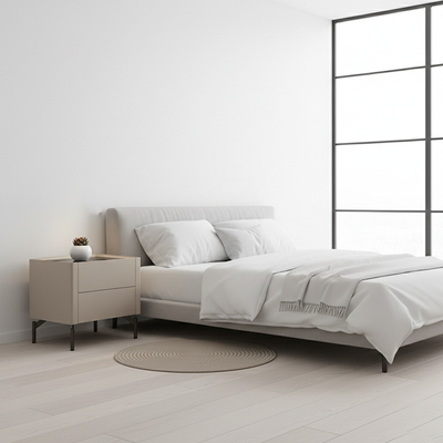 Eco-Conscious Minimalist Nightstand - Rust-Resistant Stainless Steel Base & Smooth 2-Drawer Bedside Table For Bedroom & Living Room