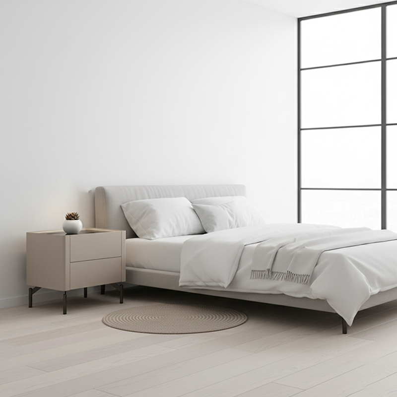 Eco-Conscious Minimalist Nightstand - Rust-Resistant Stainless Steel Base & Smooth 2-Drawer Bedside Table For Bedroom & Living Room