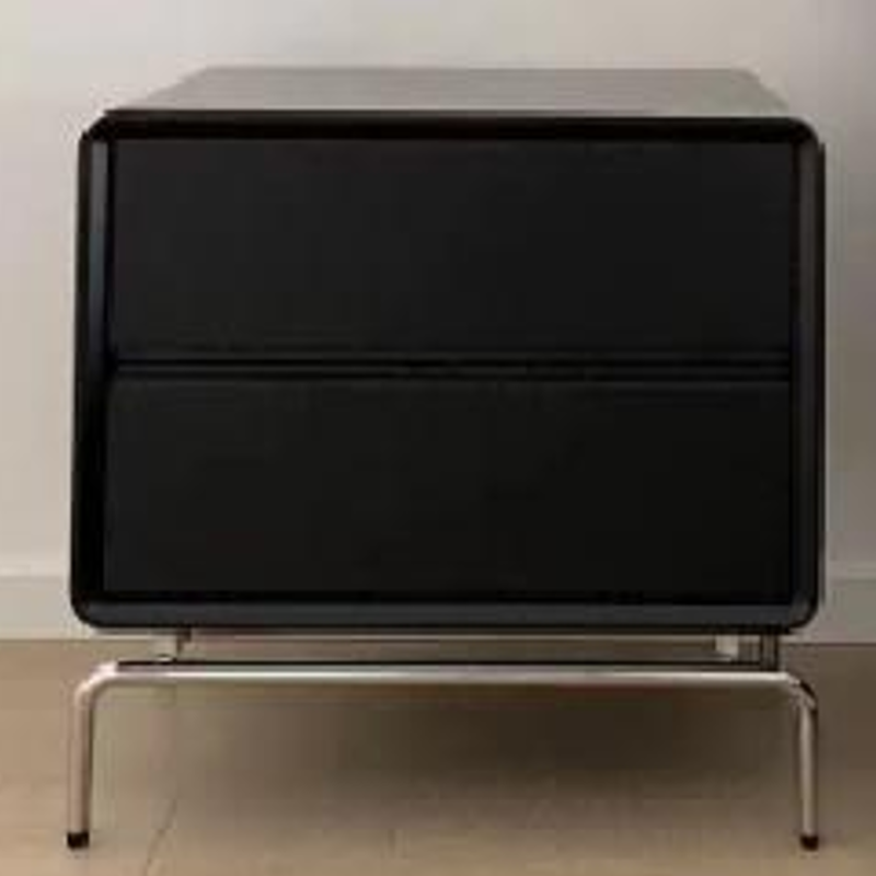 Nordic Rectangular Design Nightstand - E1 Eco-Friendly MDF & Stable Stainless Steel Base Bedside Table 2-Drawer For Bedroom