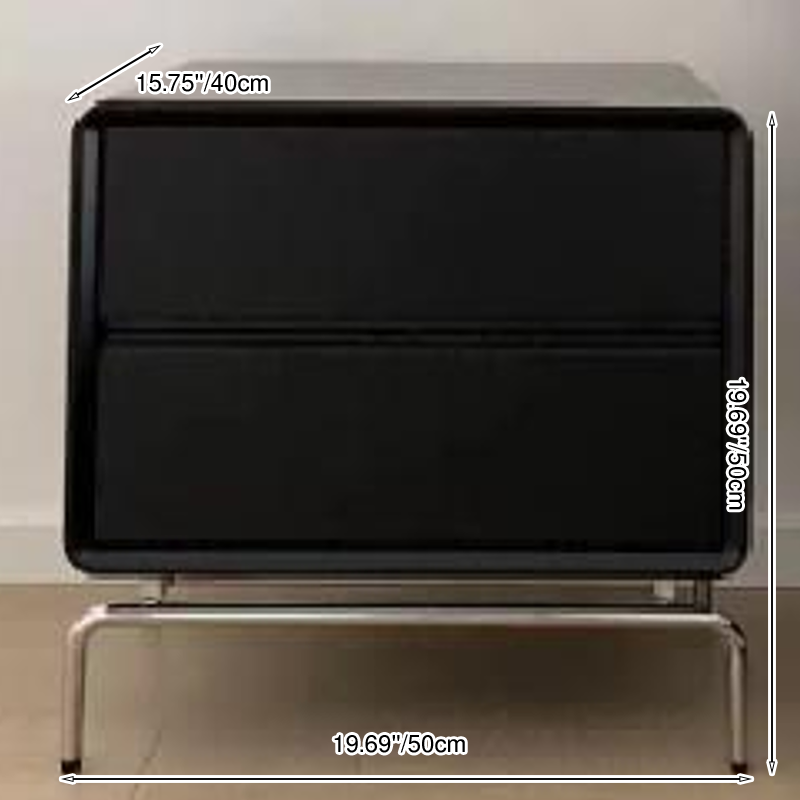 Nordic Rectangular Design Nightstand - E1 Eco-Friendly MDF & Stable Stainless Steel Base Bedside Table 2-Drawer For Bedroom