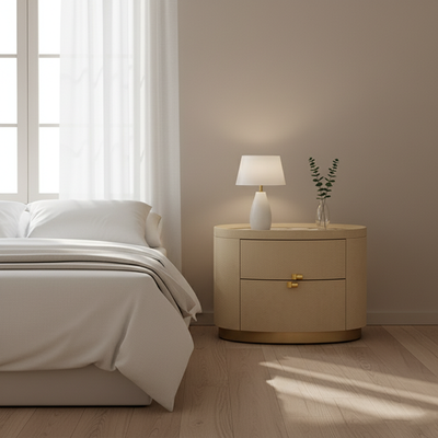 Layout-Flexible Luxury Nightstand - Eco-Friendly Composite Cabinet Rock Slab Top Bedside Table 2-Drawer For Bedroom & Living Room