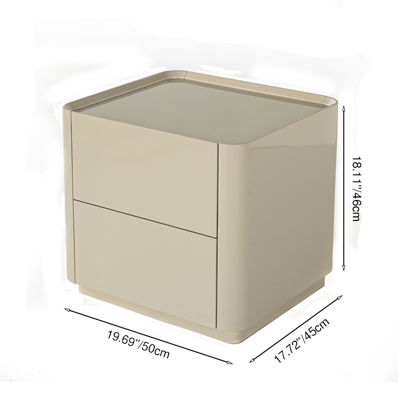 Elegant Luxury Baking Paint Nightstand - Self-Closing Rail 2-Drawer Bedside Table For Bedroom & Living Room