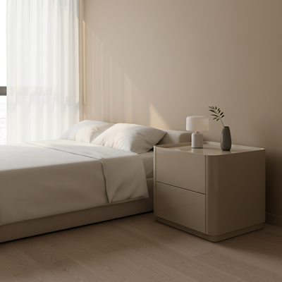 Elegant Luxury Baking Paint Nightstand - Self-Closing Rail 2-Drawer Bedside Table For Bedroom & Living Room