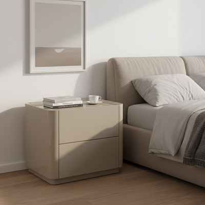 Elegant Luxury Baking Paint Nightstand - Self-Closing Rail 2-Drawer Bedside Table For Bedroom & Living Room