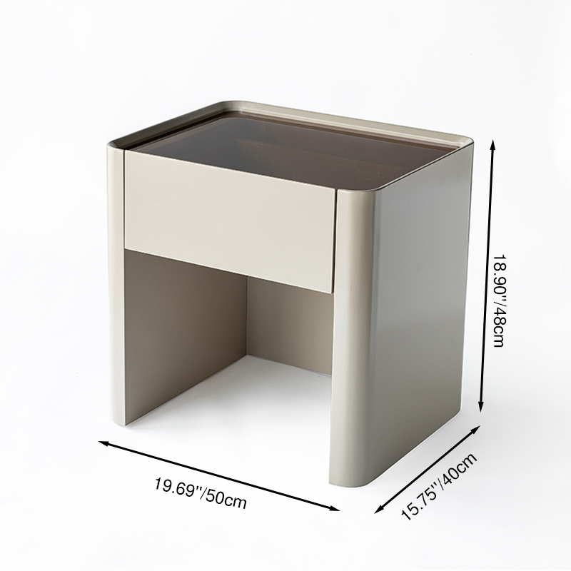Stain-Resistant Nordic Nightstand - Soft Baking Paint Hue Dual Textured Tops Bedside Table 1-Drawer For Bedroom