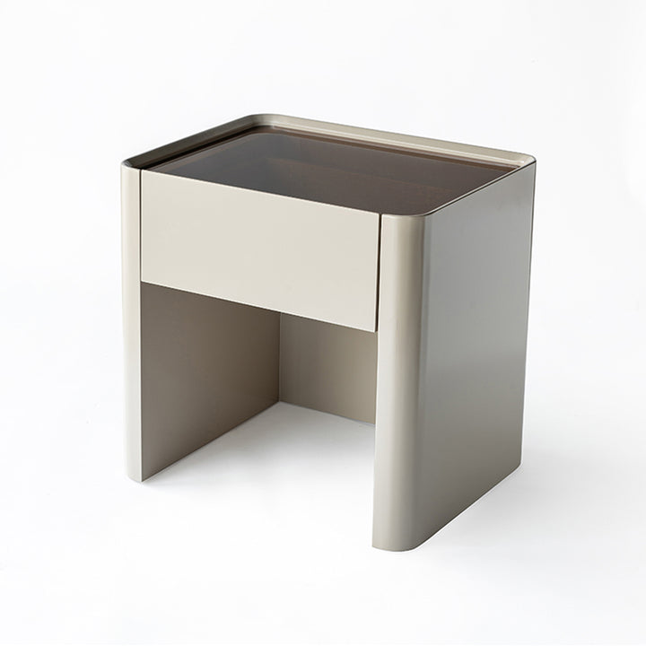 Stain-Resistant Nordic Nightstand - Soft Baking Paint Hue Dual Textured Tops Bedside Table 1-Drawer For Bedroom
