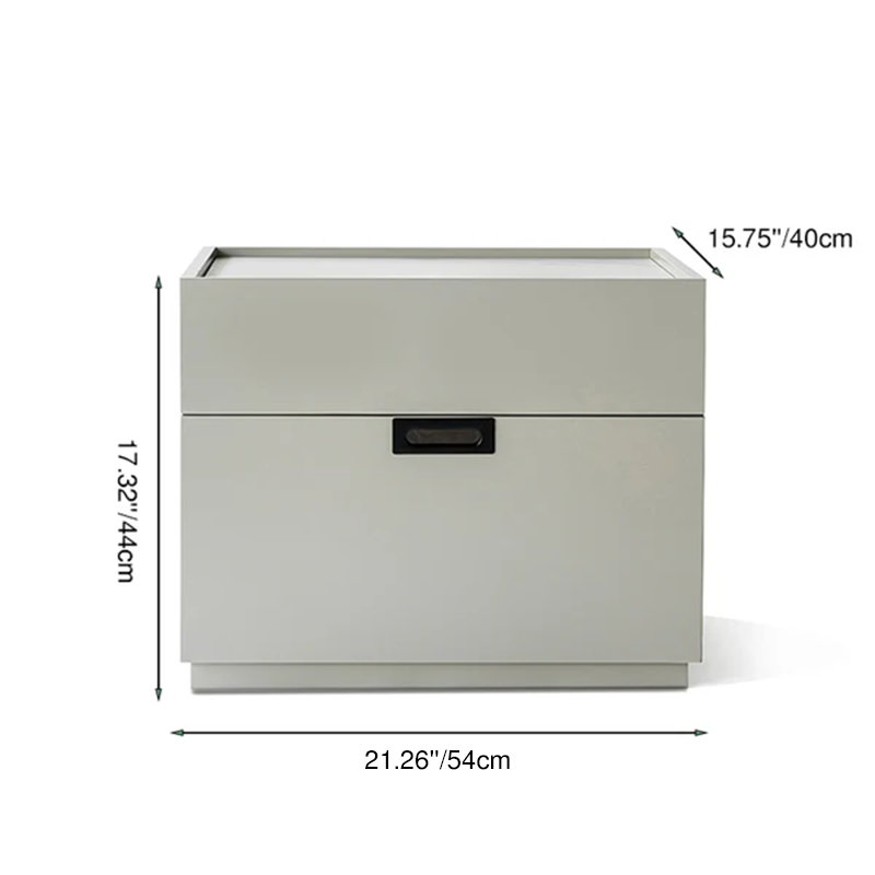 Table de chevet minimaliste à fermeture silencieuse - MDF sans formaldéhyde et plateau en dalle de roche durable, table de chevet à 2 tiroirs pour chambre à coucher 