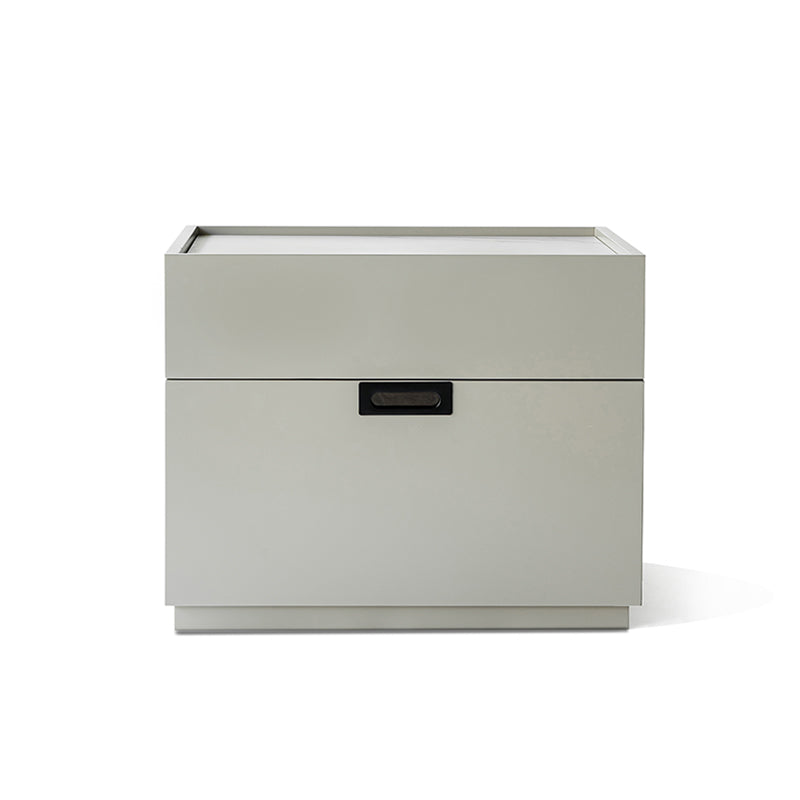 Table de chevet minimaliste à fermeture silencieuse - MDF sans formaldéhyde et plateau en dalle de roche durable, table de chevet à 2 tiroirs pour chambre à coucher 
