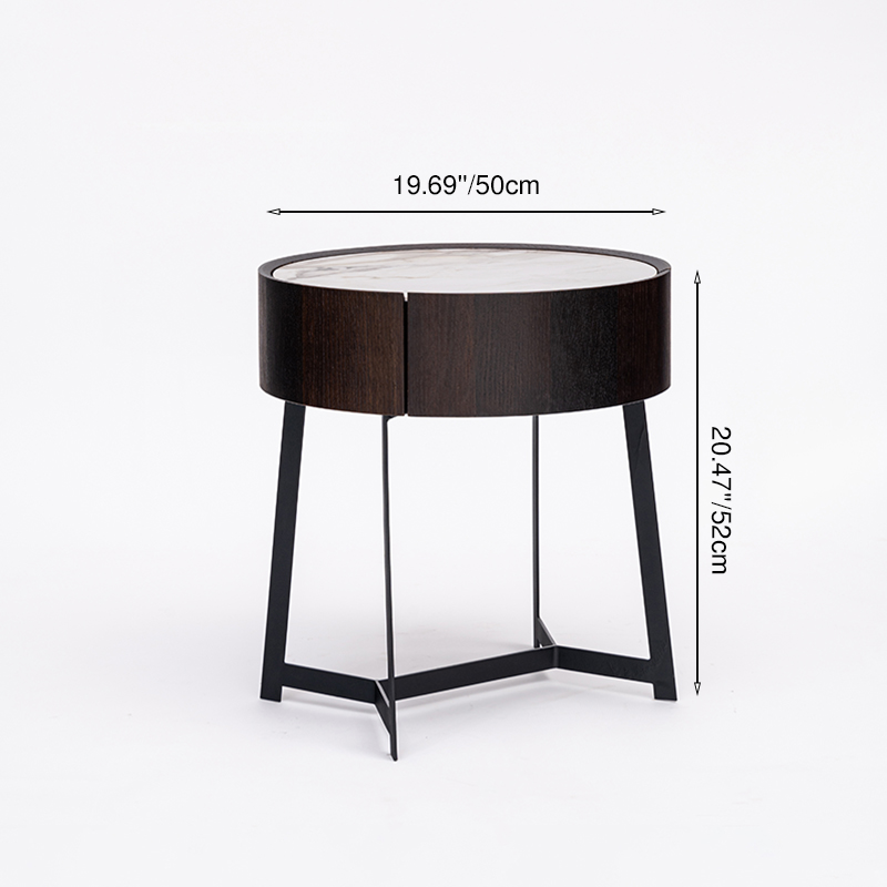 Table de chevet industrielle cool - matériau écologique et dessus en pierre frittée résistant aux rayures, table de nuit à 1 tiroir pour chambre à coucher 