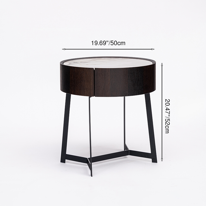 Table de chevet industrielle cool - matériau écologique et dessus en pierre frittée résistant aux rayures, table de nuit à 1 tiroir pour chambre à coucher 