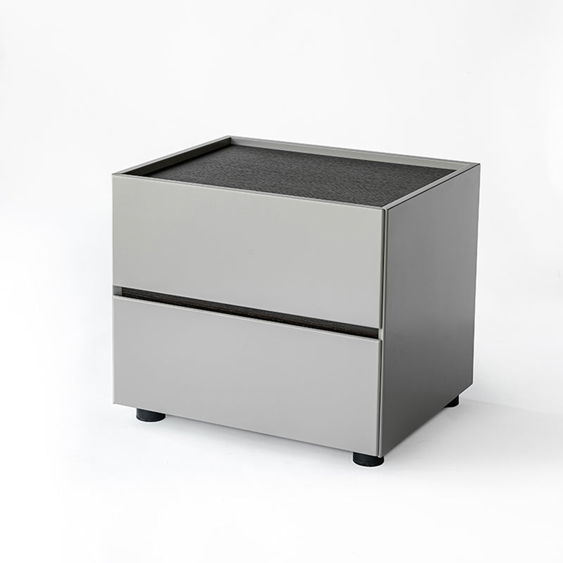 Eleganter Nachttisch aus geräuchertem Holzfurnier - Minimalistischer Nachttisch aus ungiftigem Material mit 2 Schubladen für das Schlafzimmer 