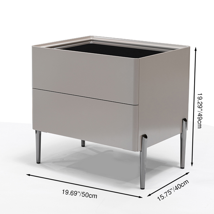 Eleganter minimalistischer Nachttisch - Eingebaute kabellose Ladestation Nachttisch mit 2 Schubladen für Schlafzimmer &amp; Wohnzimmer 