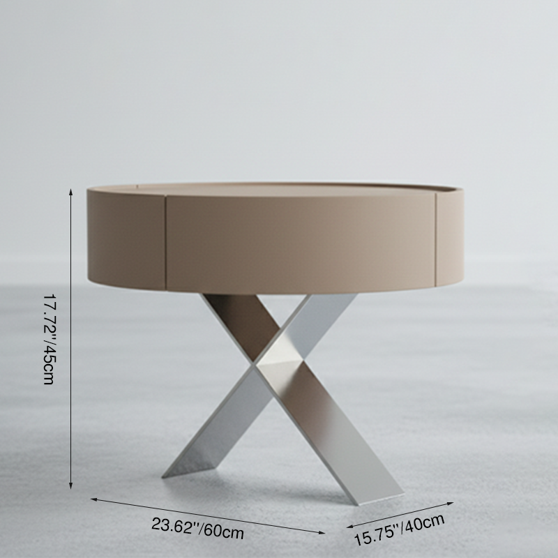 Table de chevet traditionnelle française - cuir de selle et base résistante à la corrosion, table de chevet 1 tiroir pour chambre à coucher 