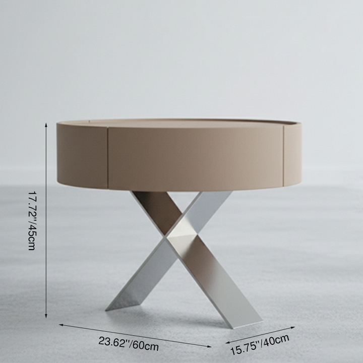 Table de chevet traditionnelle française - cuir de selle et base résistante à la corrosion, table de chevet 1 tiroir pour chambre à coucher 