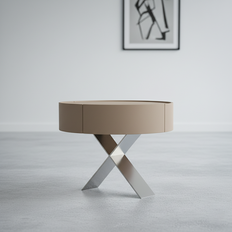Table de chevet traditionnelle française - cuir de selle et base résistante à la corrosion, table de chevet 1 tiroir pour chambre à coucher 