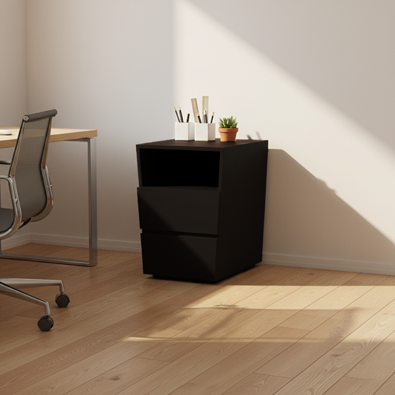 Compact Office Bedside Cabinet - Space-Saving Solid Wood &amp; Organized Storage Cabinet 2-Drawer For Home Office