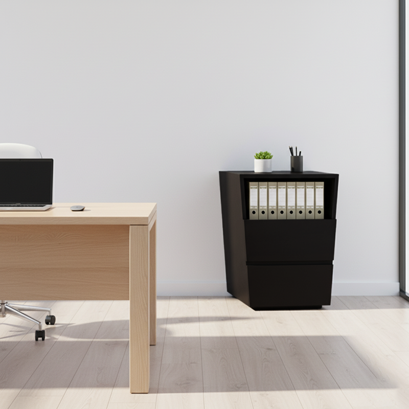 Compact Office Bedside Cabinet - Space-Saving Solid Wood &amp; Organized Storage Cabinet 2-Drawer For Home Office