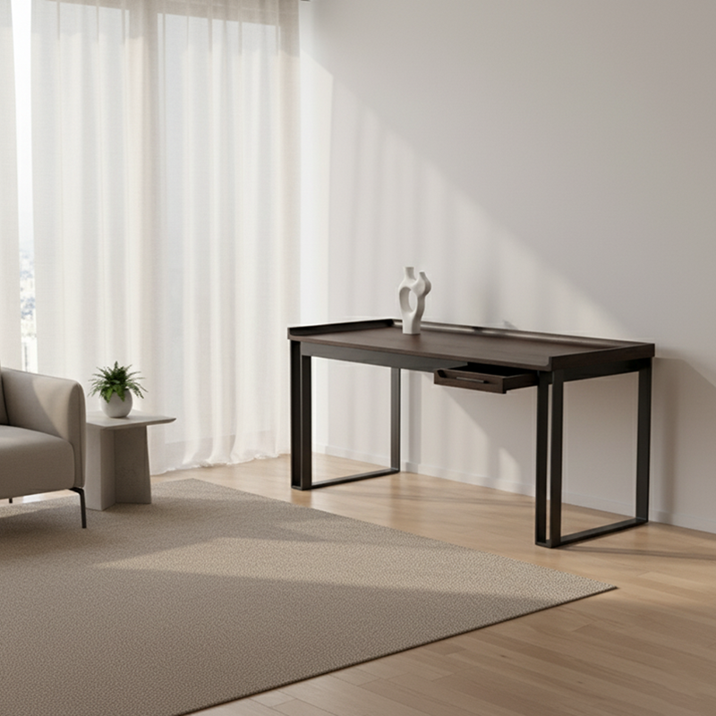 Contemporary Industrial Desk - Durable &amp; Space-Saving Design Table Ideal For Home Office