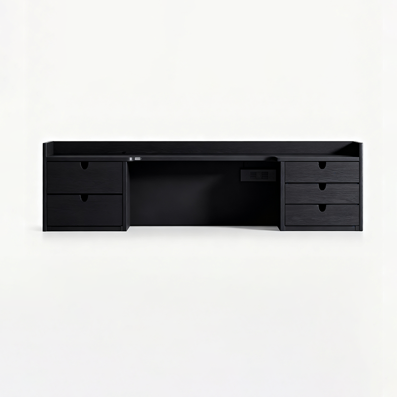 Sleek Black Vanity Storage Shelf - Organized Beauty Storage Rack 5-Drawer For Bedroom