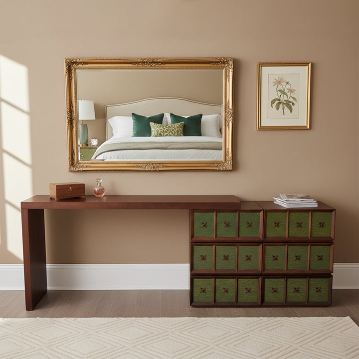 Mid-century Makeup Vanity - Wide Countertop &amp; Eco-Friendly Material Table For Bedroom