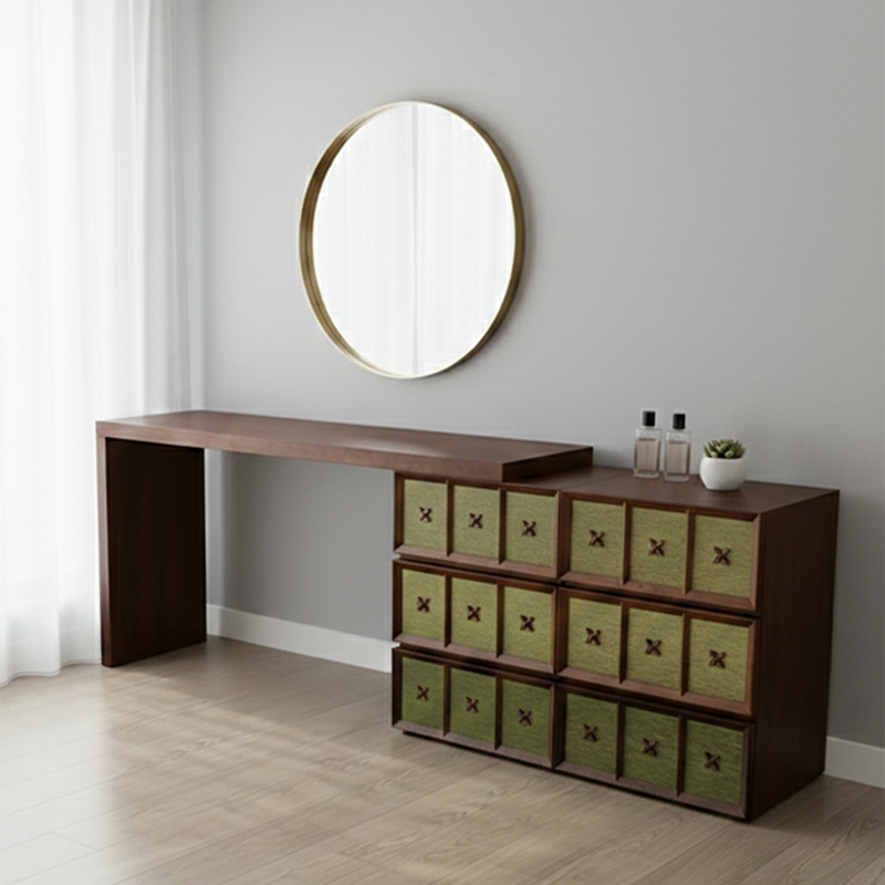 Mid-century Makeup Vanity - Wide Countertop &amp; Eco-Friendly Material Table For Bedroom