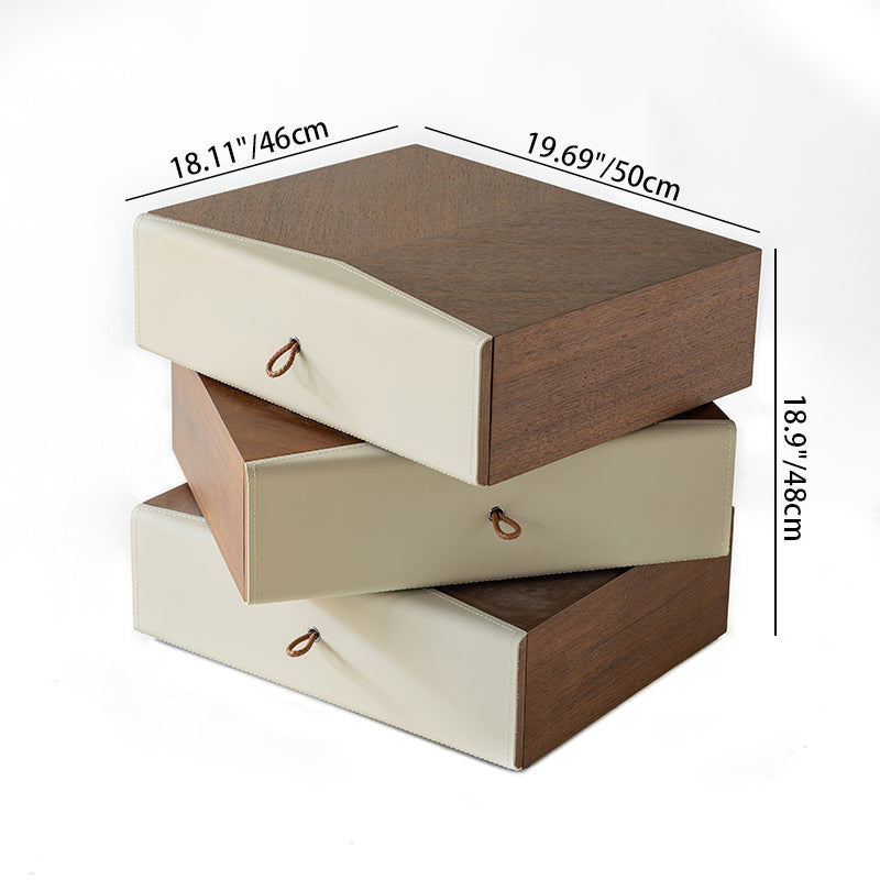 Traditional French Saddle-Style Faux Leather Rotatable Bedside Table - Swivel 3 Drawer Nightstand For Bedroom