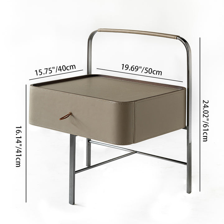Contemporary Saddle-Style Faux Leather Nightstand With 1 Drawer - Creative Floating Side Table For Bedroom