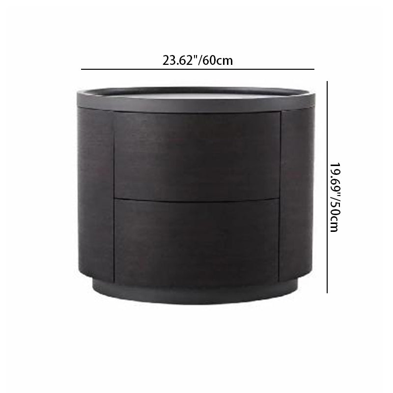Table de chevet cylindrique vintage traditionnelle avec 2 tiroirs - table de chevet avec rebord surélevé pour chambre à coucher 