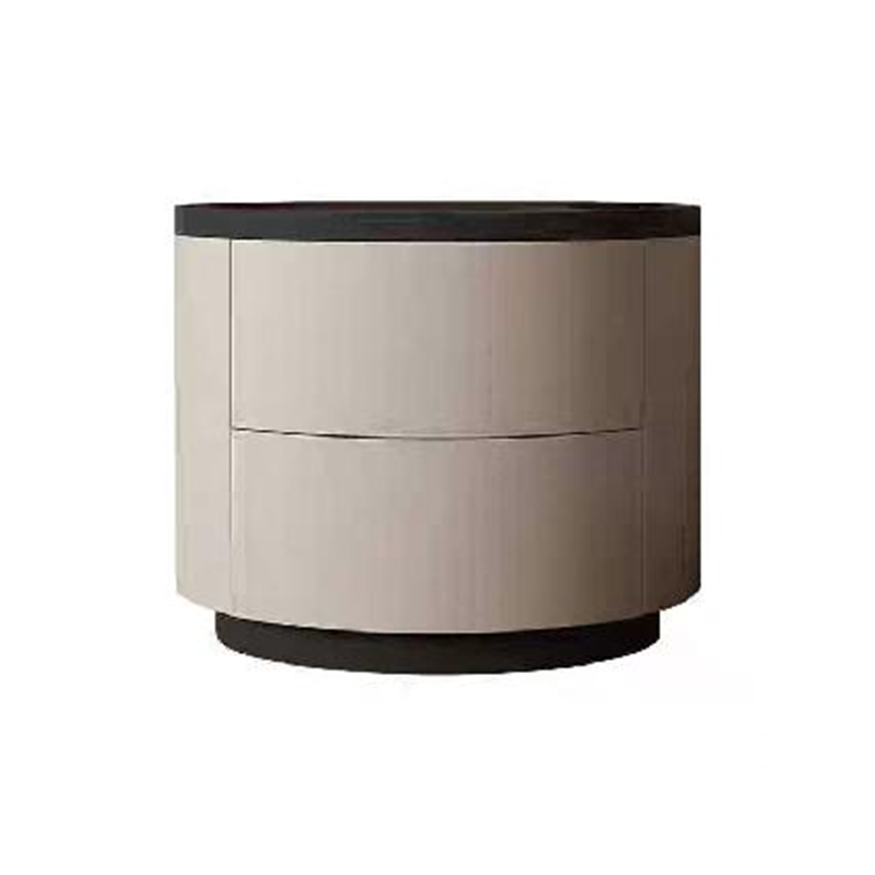 Table de chevet cylindrique vintage traditionnelle avec 2 tiroirs - table de chevet avec rebord surélevé pour chambre à coucher 