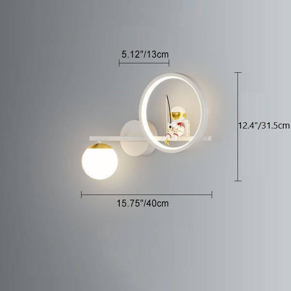 Lampe murale LED en acrylique et fer, ronde, style Art déco moderne, avec astronaute, pour salon 