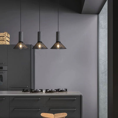 Contemporary Industrial Cylinder Metal Cement 1-Light Pendant Light For Living Room