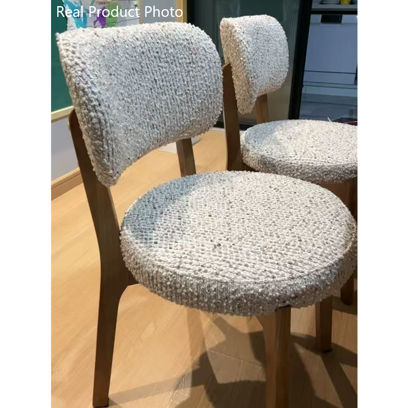 Moderno minimalista redondo de algodón-lino madera de fresno silla de comedor de madera maciza respaldo sin brazos para comedor y cocina 