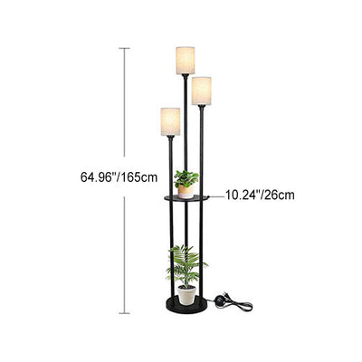 Moderne minimalistische Zylinder lange Regal Tisch Eisen Stoff 3-Licht stehende Stehlampe für Wohnzimmer 